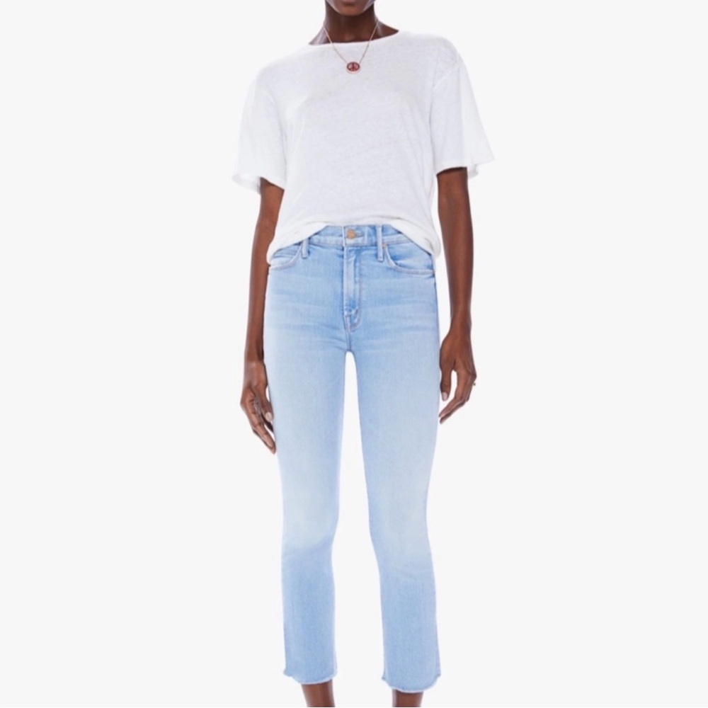 Mother The Mid Rise Dazzler Crop Fray In Sun Kissed